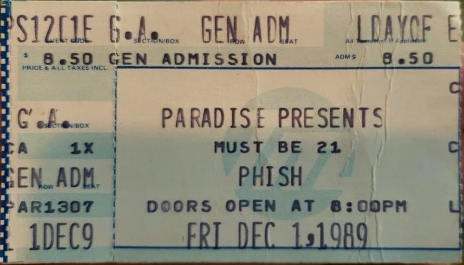 Ticket for 1989-12-01 at The Paradise