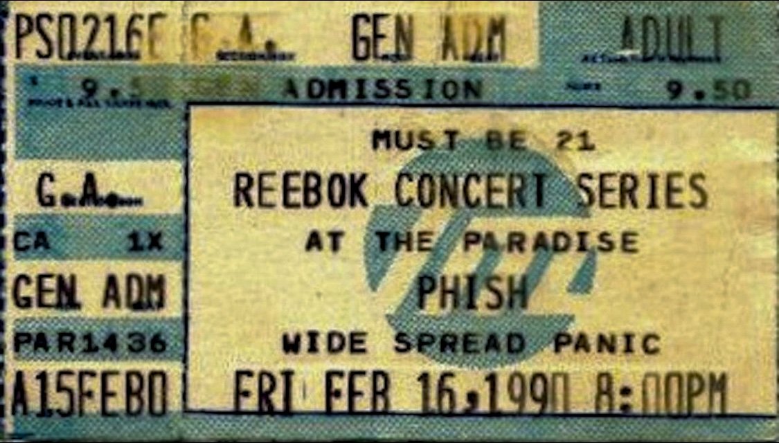 Ticket for 1990-02-16 at The Paradise
