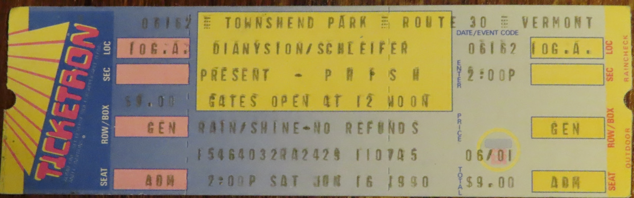 Ticket for 1990-06-16 at Townshend Family Park