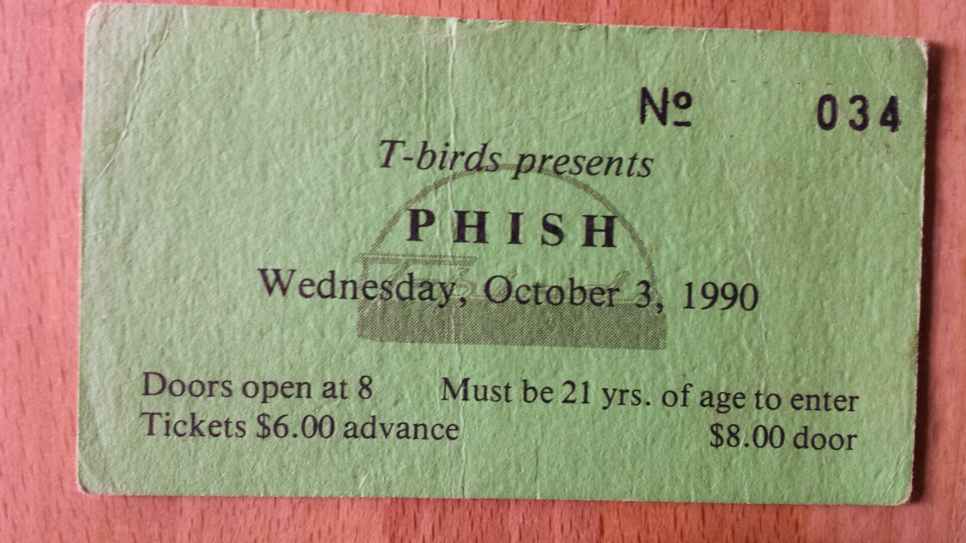 Ticket for 1990-10-03 at Thunderbird's