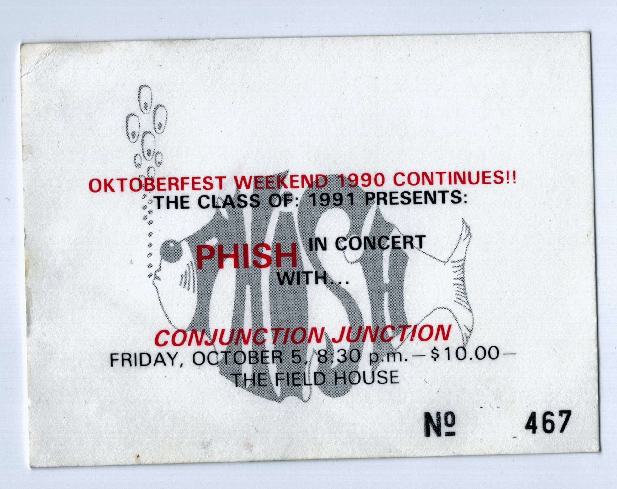 Ticket for 1990-10-05 at Skidmore College