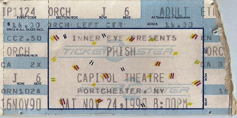 Ticket for 1990-11-24 at The Capitol Theatre