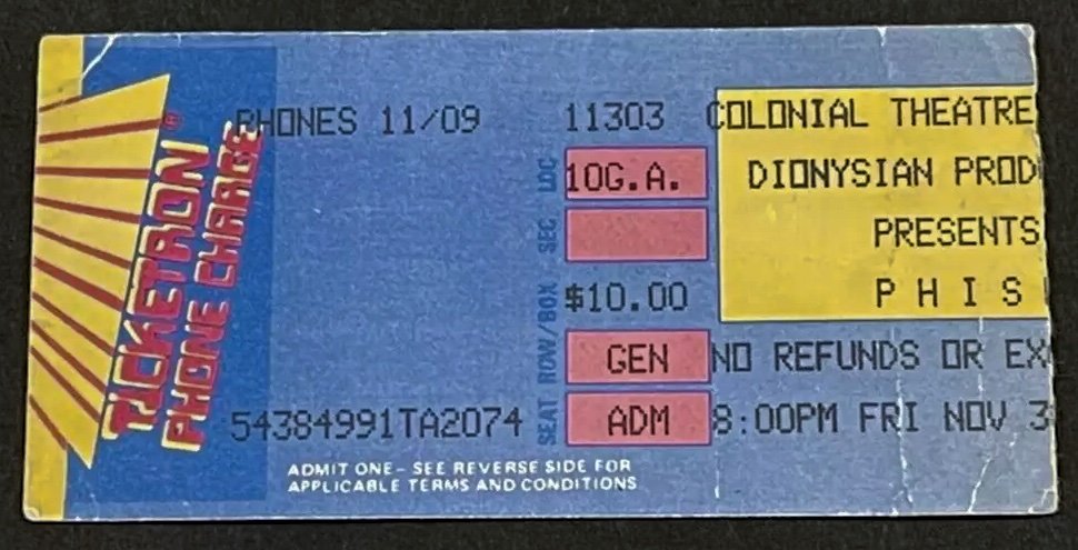 Ticket for 1990-11-30 at The Colonial Theatre