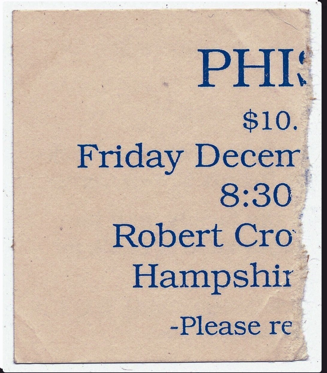 Ticket for 1990-12-07 at Hampshire College