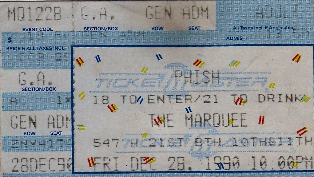 Ticket for 1990-12-28 at The Marquee