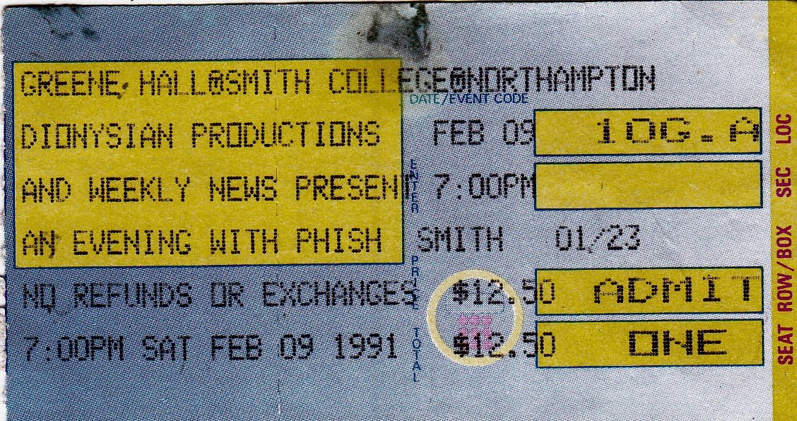Ticket for 1991-02-09 at Smith College