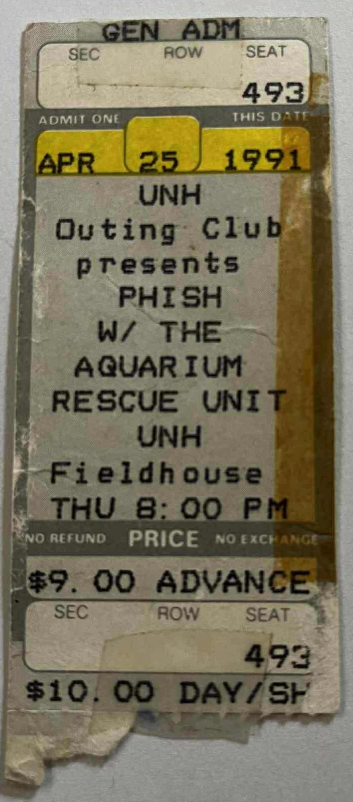 Ticket for 1991-04-25 at UNH Fieldhouse