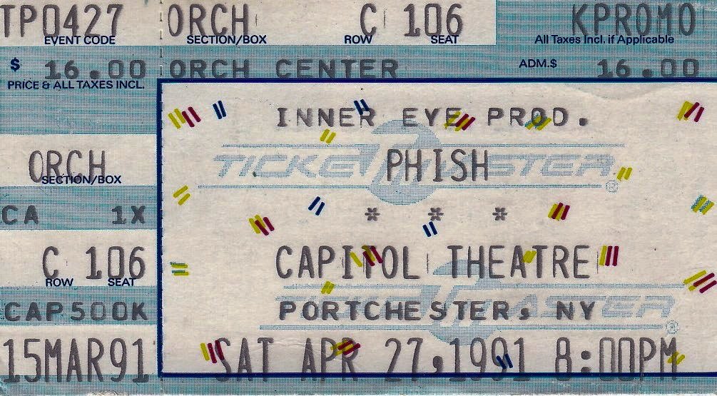 Ticket for 1991-04-27 at The Capitol Theatre