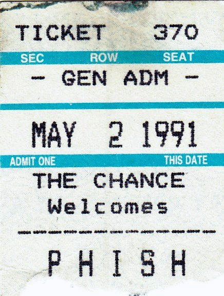 Ticket for 1991-05-02 at The Chance