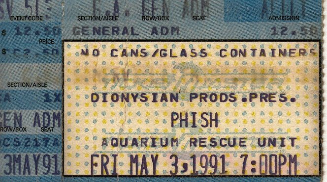 Ticket for 1991-05-03 at Somerville Theatre