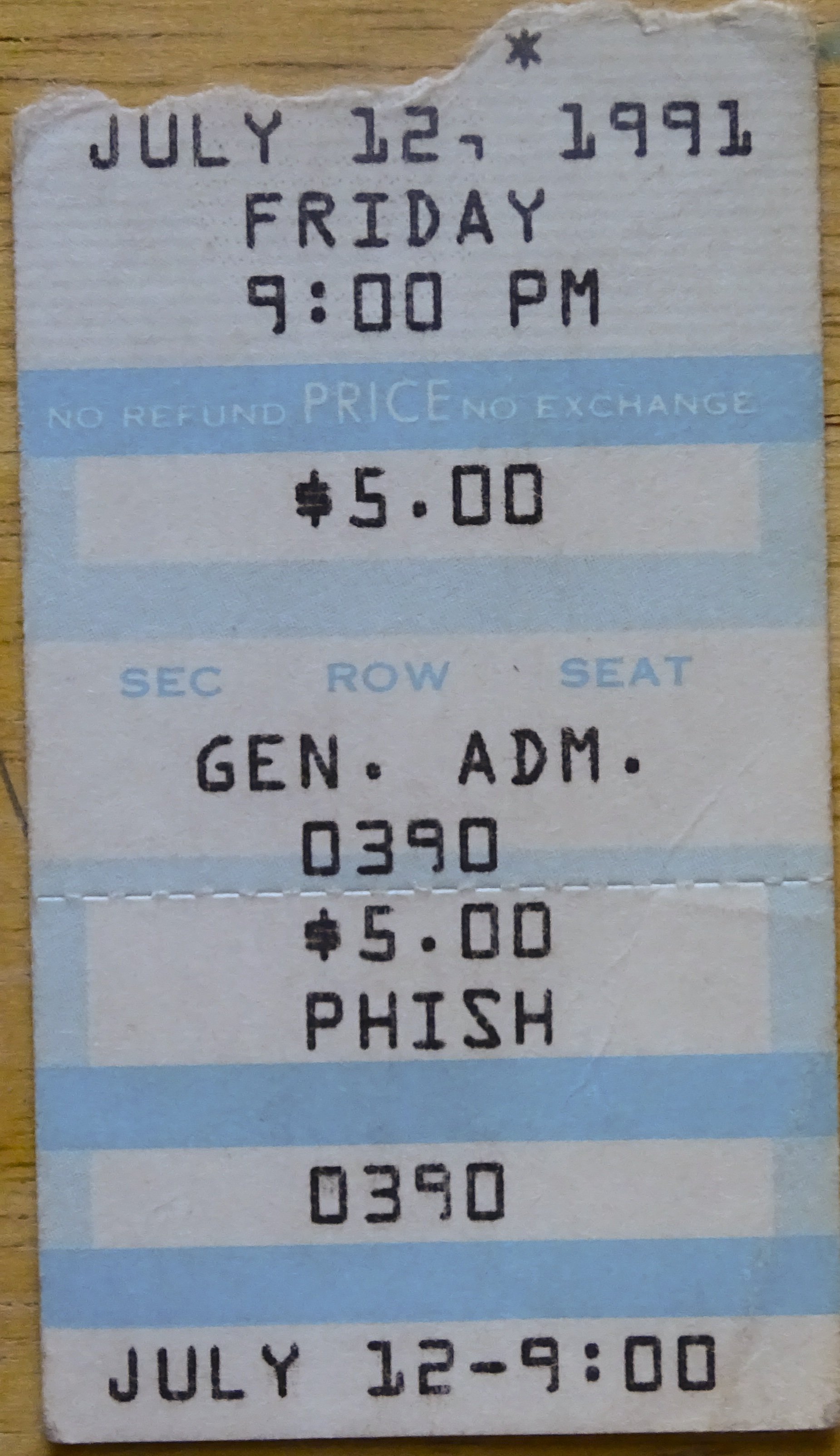 Ticket for 1991-07-12 at The Colonial Theatre