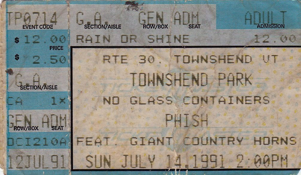 Ticket for 1991-07-14 at Townshend Family Park