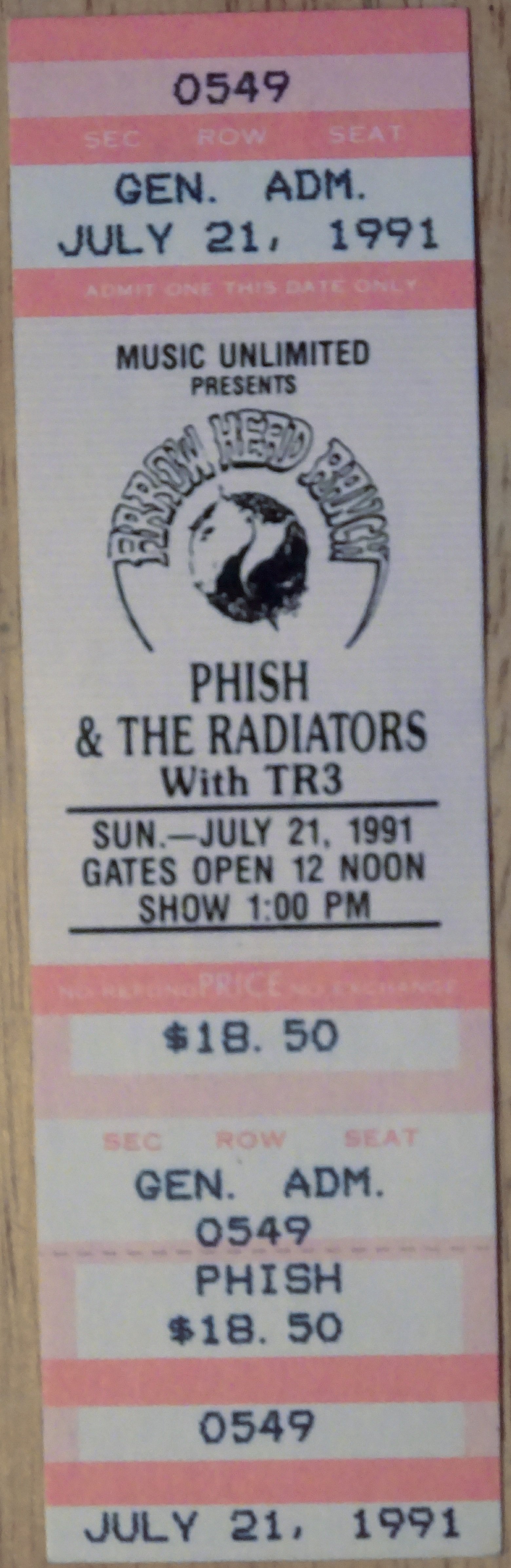 Ticket for 1991-07-21 at Arrowhead Ranch