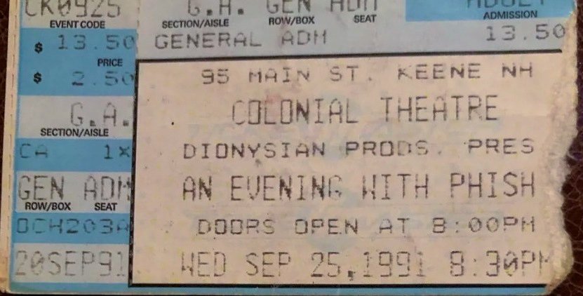 Ticket for 1991-09-25 at The Colonial Theatre