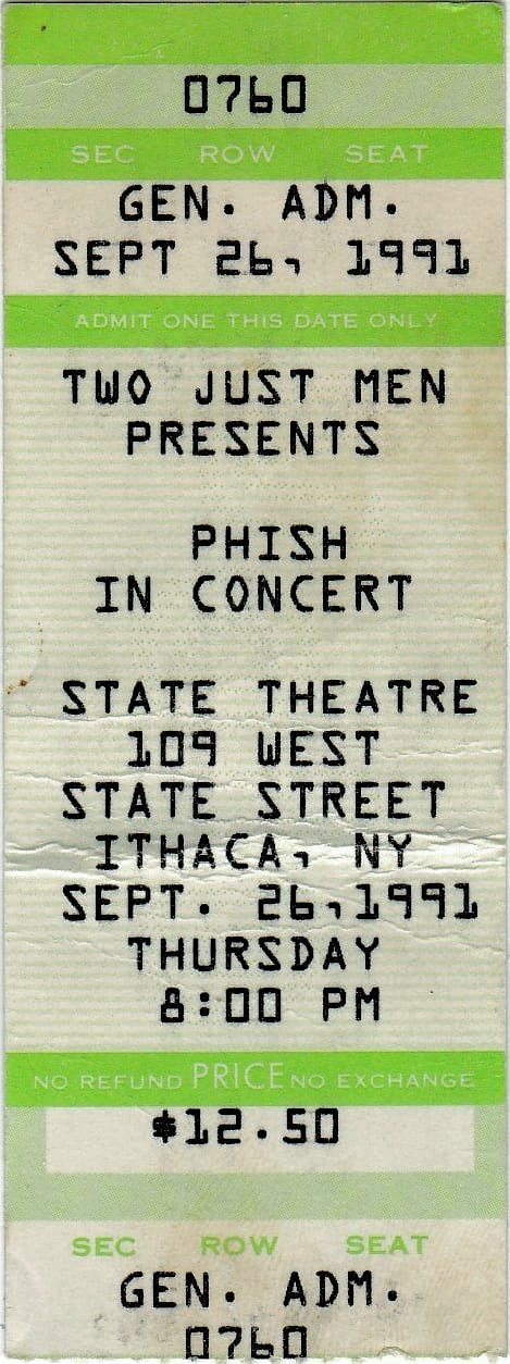 Ticket for 1991-09-26 at State Theatre