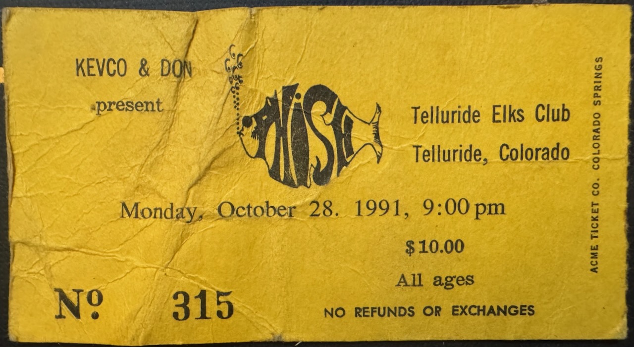 Ticket for 1991-10-28 at Elk Ballroom
