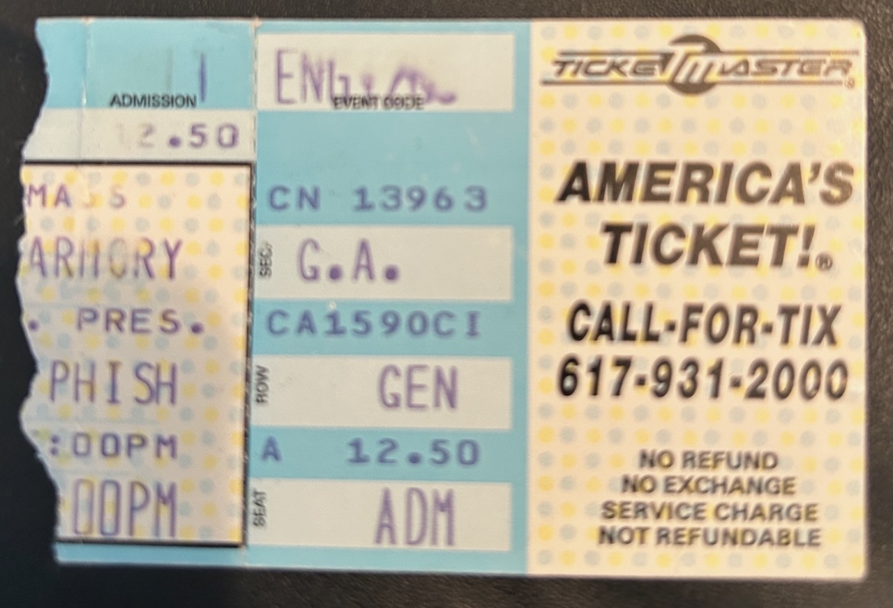 Ticket for 1991-12-05 at Greenfield Armory Castle