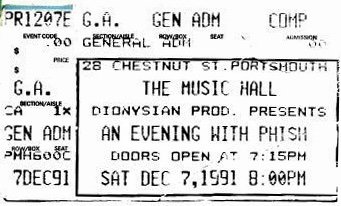 Ticket for 1991-12-07 at The Music Hall