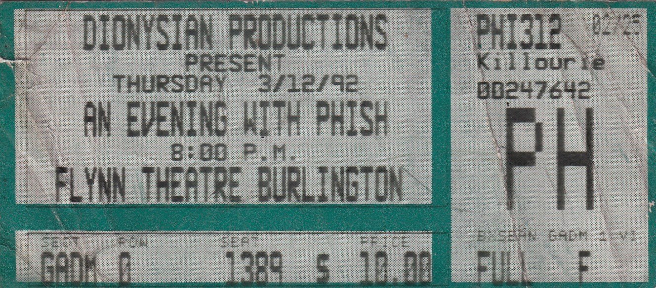Ticket for 1992-03-12 at The Flynn Theatre