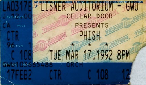 Ticket for 1992-03-17 at Lisner Auditorium