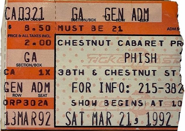 Ticket for 1992-03-21 at Chestnut Cabaret