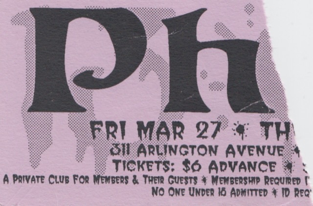 Ticket for 1992-03-27 at 1313 Club