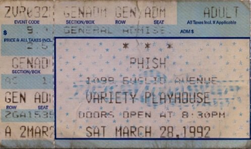 Ticket for 1992-03-28 at Variety Playhouse