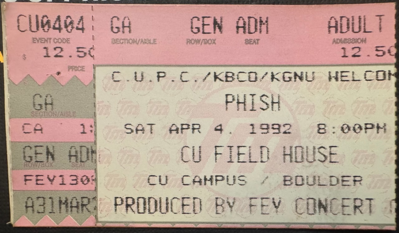 Ticket for 1992-04-04 at Balch Fieldhouse