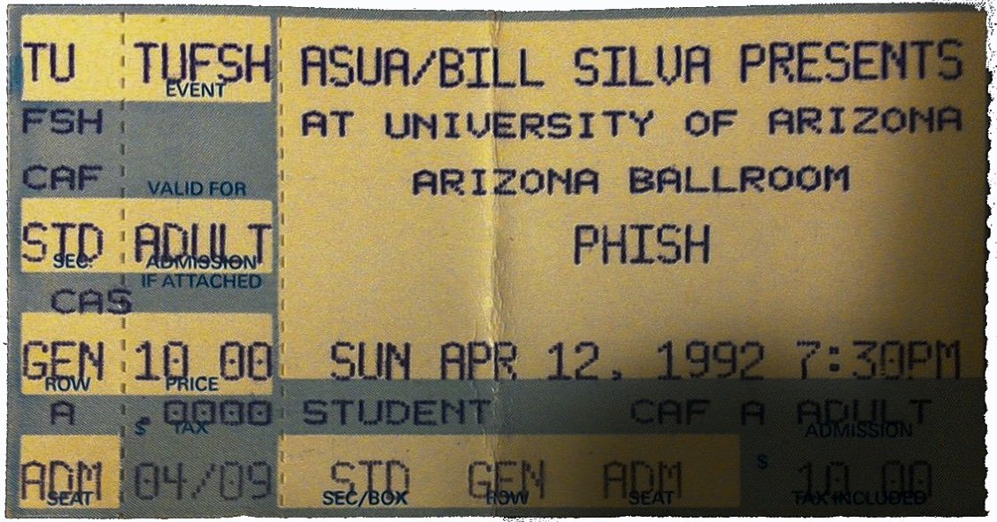 Ticket for 1992-04-12 at University Of Arizona