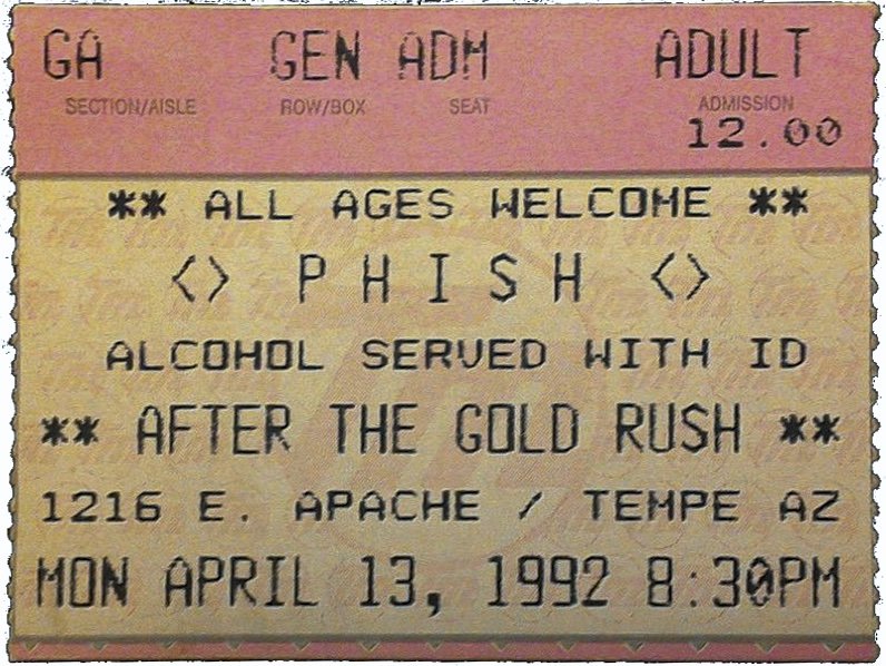 Ticket for 1992-04-13 at After The Gold Rush