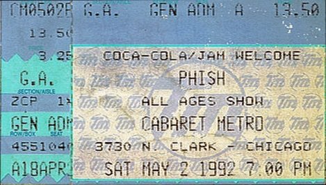 Ticket for 1992-05-02 at Cabaret Metro