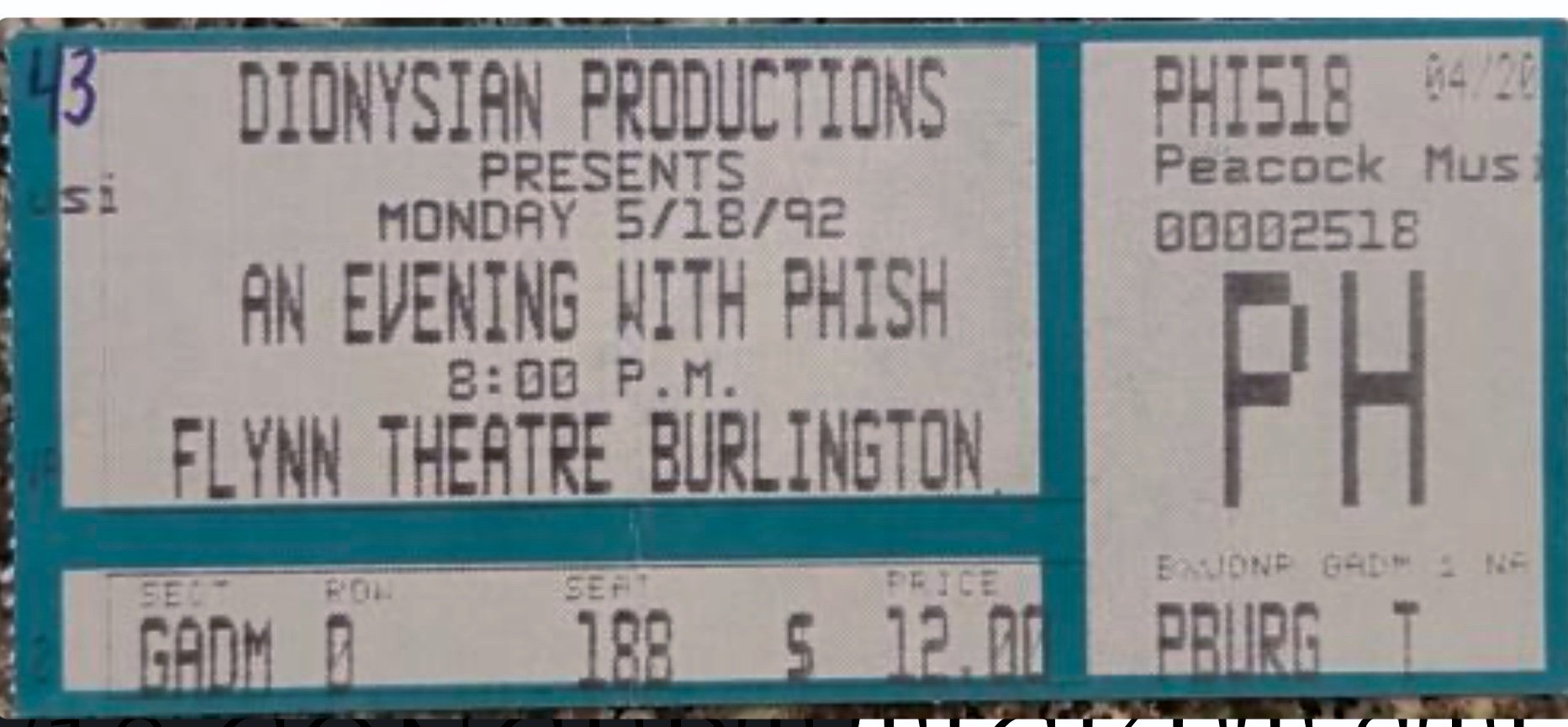 Ticket for 1992-05-18 at The Flynn Theatre