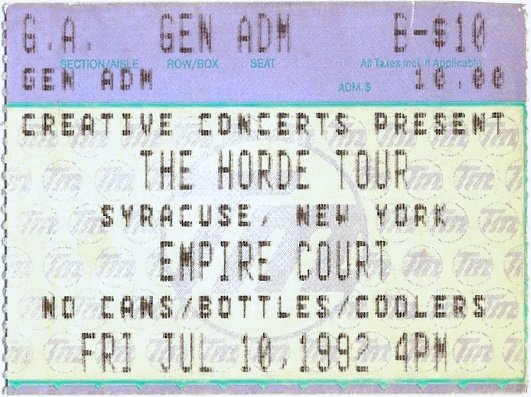 Ticket for 1992-07-10 at Empire Court