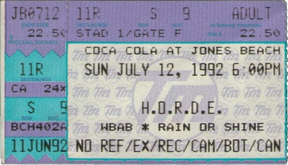Ticket for 1992-07-12 at Jones Beach Amphitheater