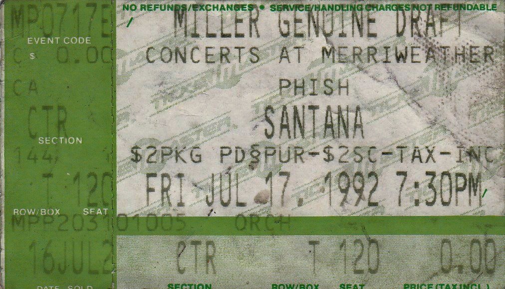 Ticket for 1992-07-17 at Merriweather Post Pavilion