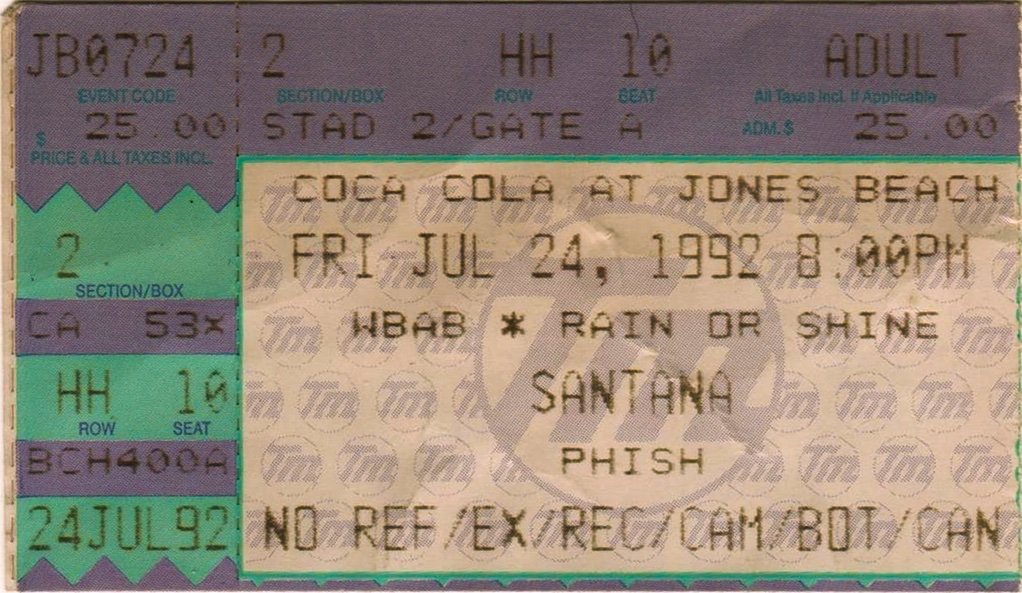 Ticket for 1992-07-24 at Jones Beach Amphitheater