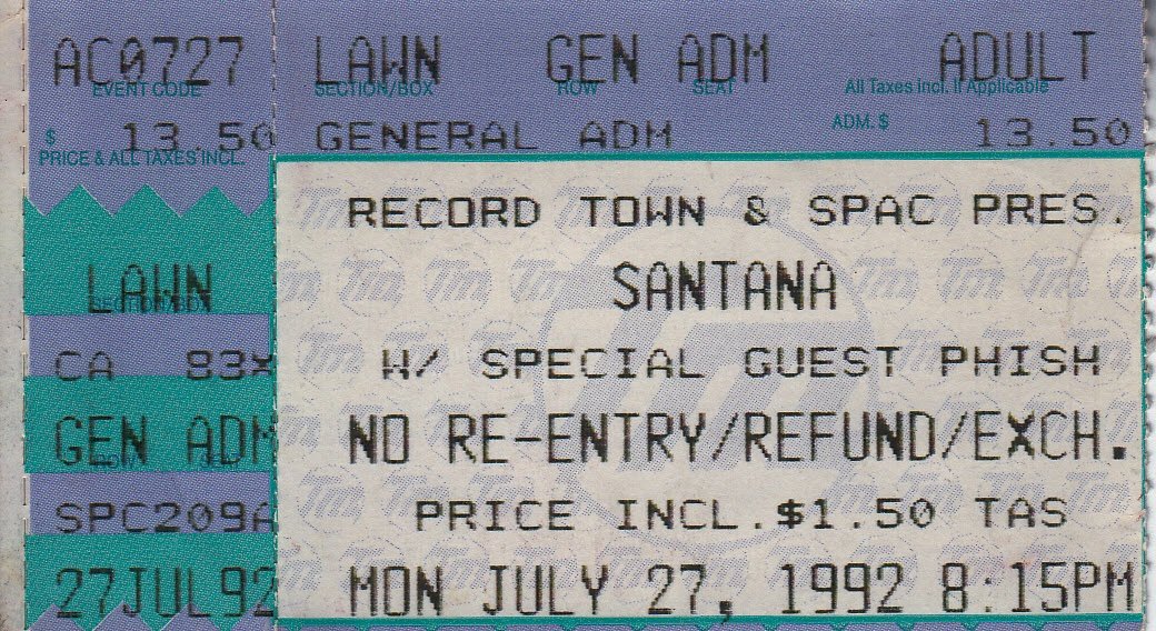 Ticket for 1992-07-27 at Saratoga Performing Arts Center Saratoga