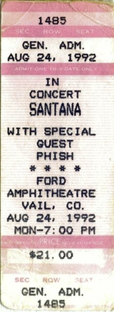 Ticket for 1992-08-24 at Gerald Ford Amphitheater