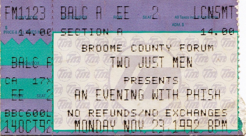 Ticket for 1992-11-23 at Broome County Forum