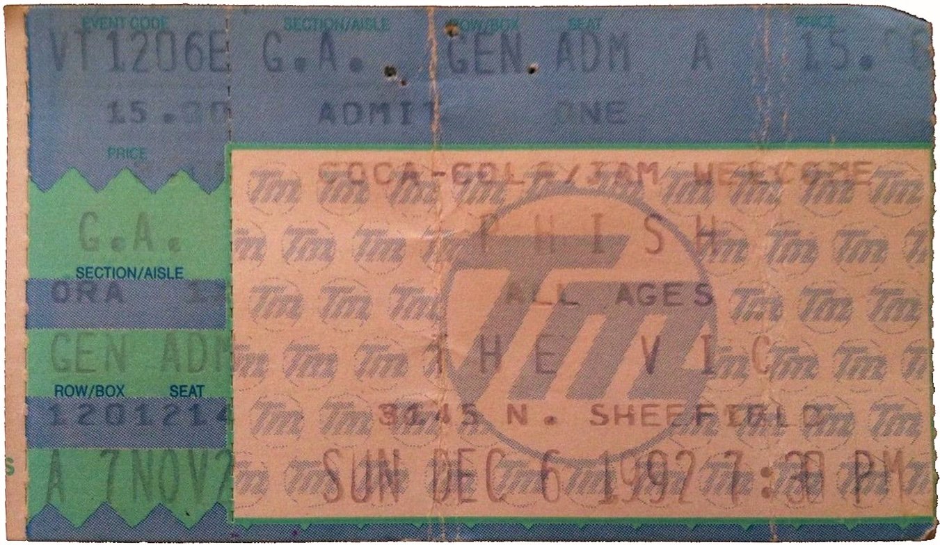 Ticket for 1992-12-06 at The Vic Theatre
