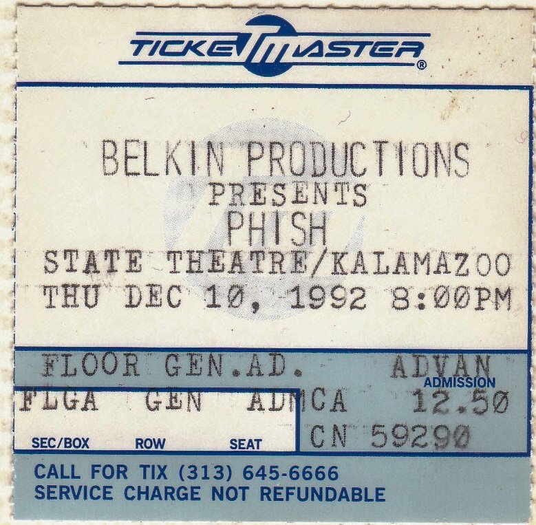 Ticket for 1992-12-10 at State Theater