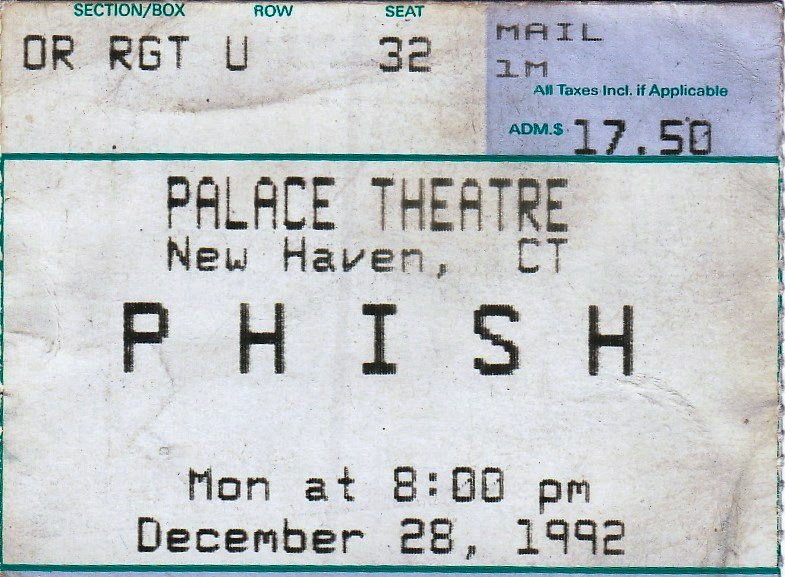 Ticket for 1992-12-28 at Palace Theatre