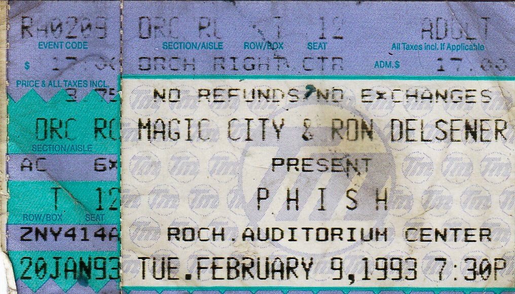 Ticket for 1993-02-09 at Auditorium Theatre