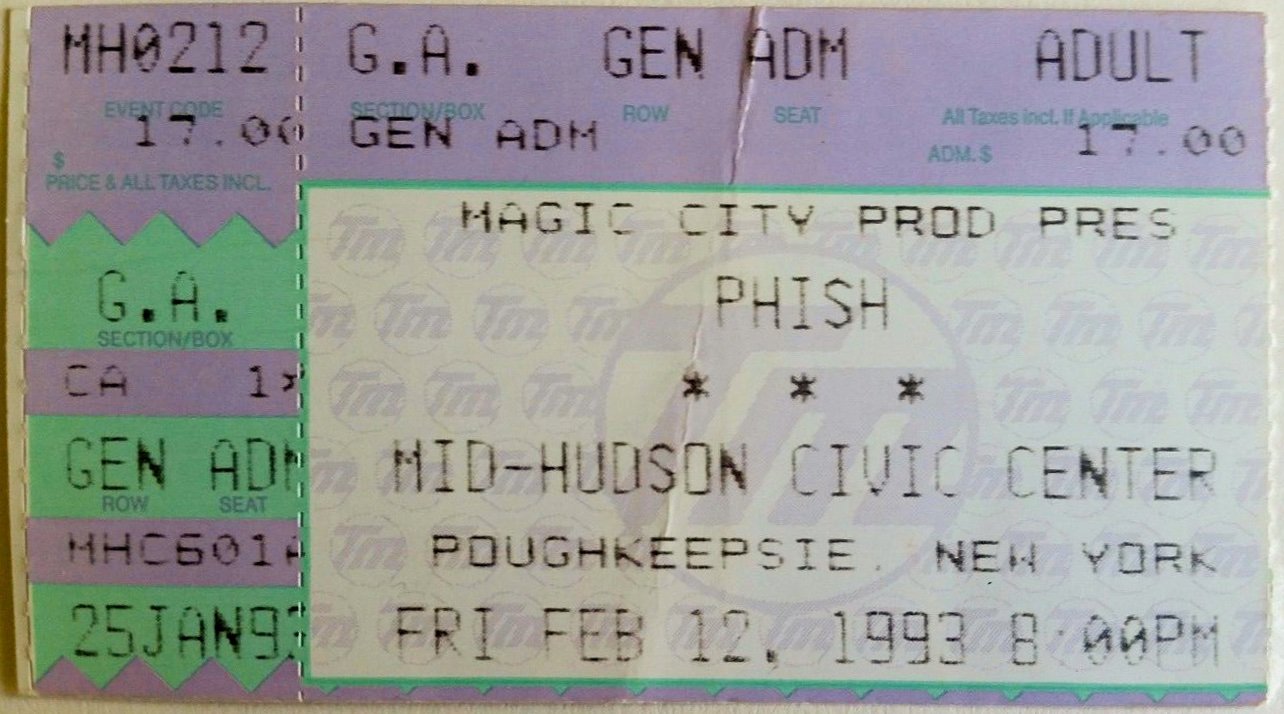 Ticket for 1993-02-12 at Mid-Hudson Civic Center