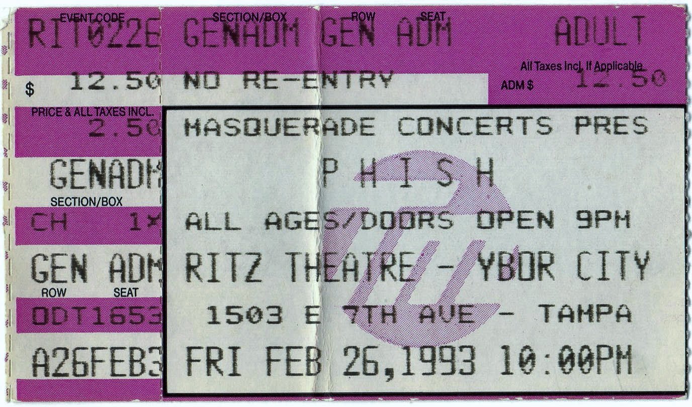 Ticket for 1993-02-26 at Ritz Theatre