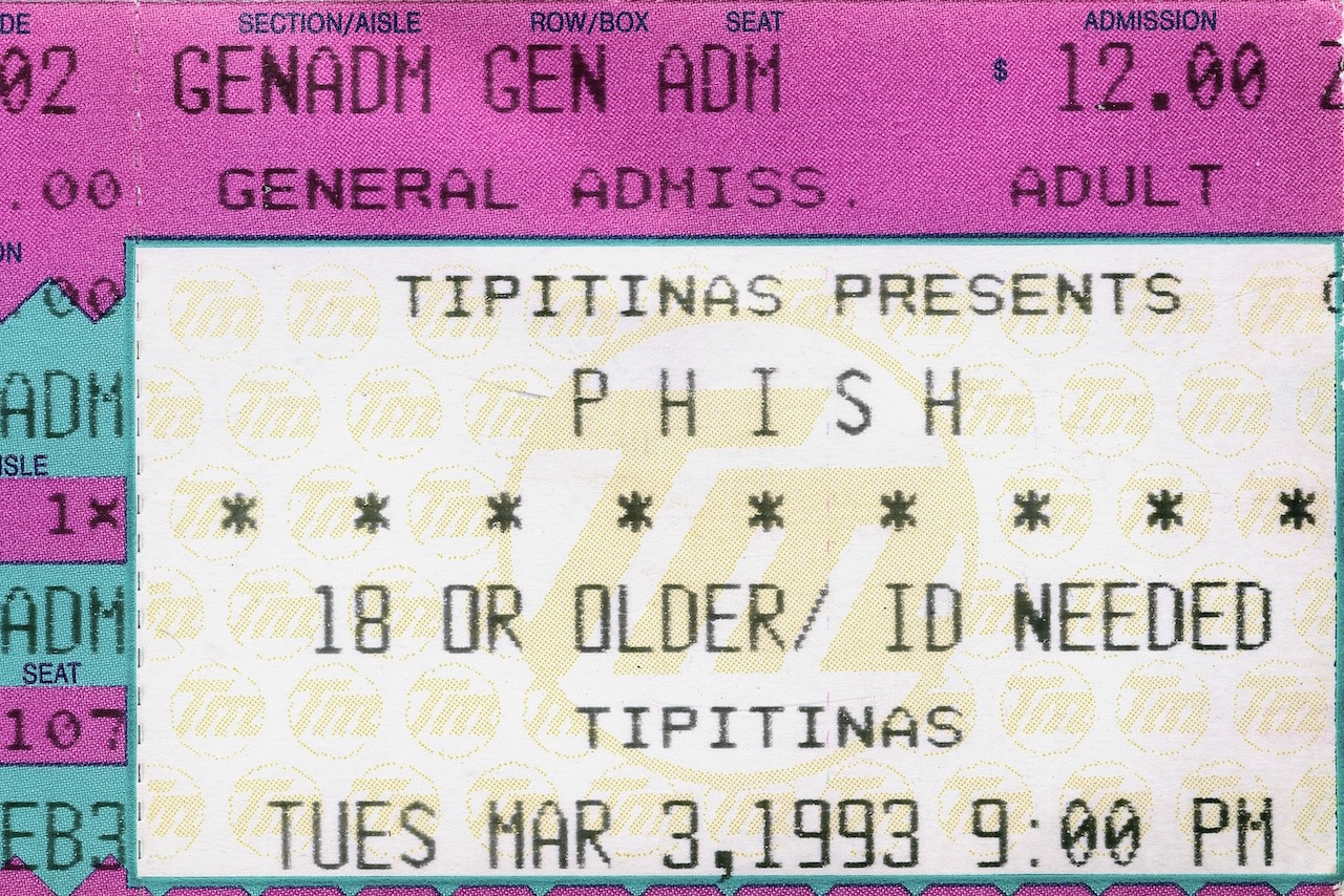 Ticket for 1993-03-03 at Tipitina's