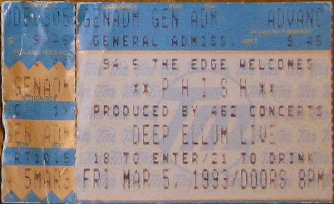 Ticket for 1993-03-05 at Deep Ellum Live