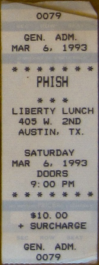 Ticket for 1993-03-06 at Liberty Lunch
