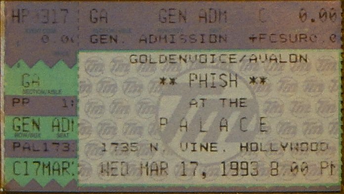 Ticket for 1993-03-17 at The Palace
