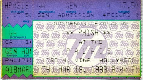 Ticket for 1993-03-18 at The Palace